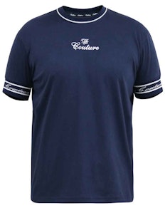 D555 Couture T-Shirt mit Rundhalsausschnitt und Bündchen mit Logo Marineblau